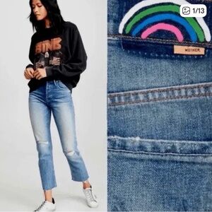 Mother Denim tomcat ankle fray